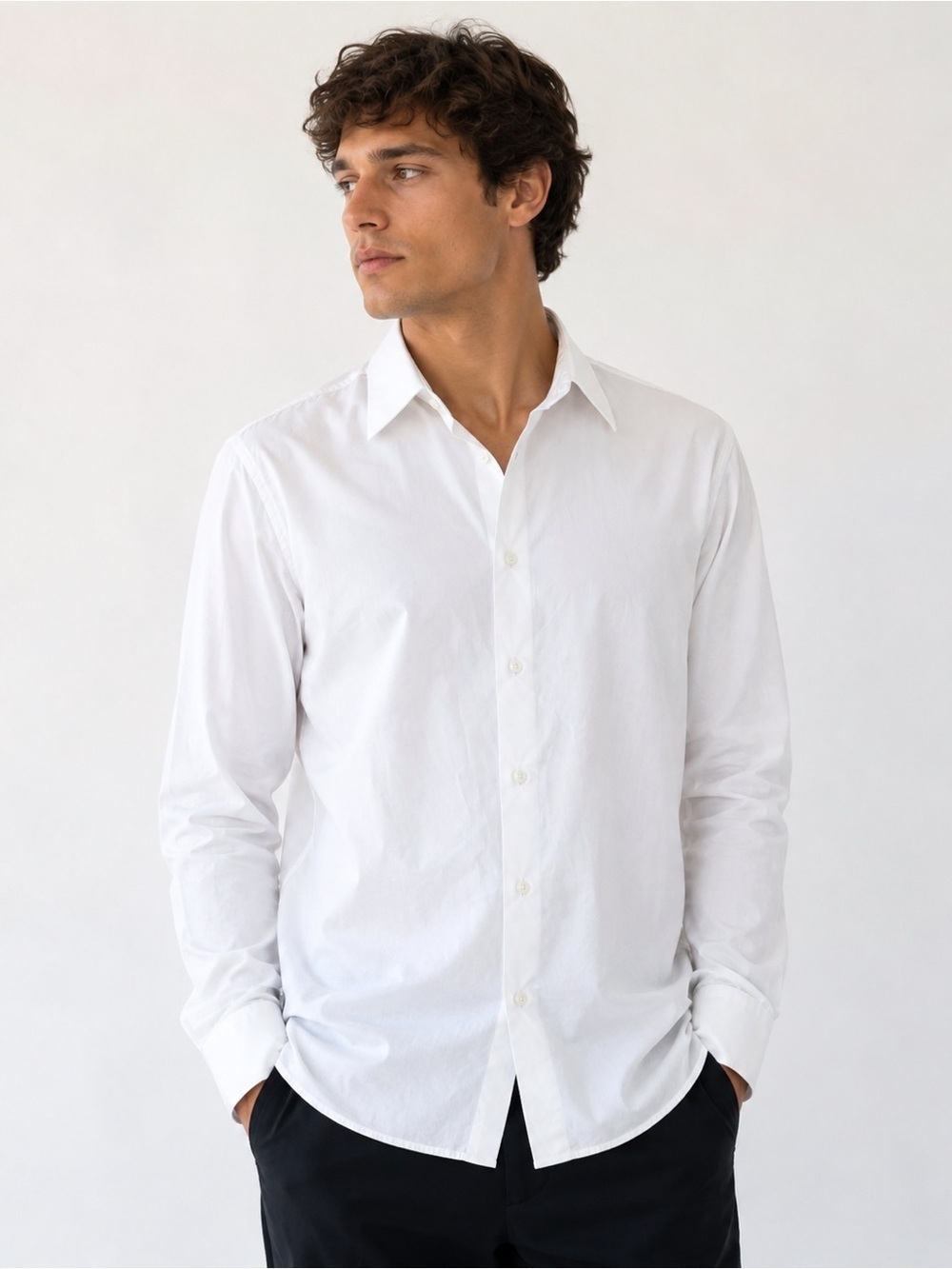 Finshley & Harding Slim Fit Men's White Dress Shirt Size 42 Long Sleeve Formal